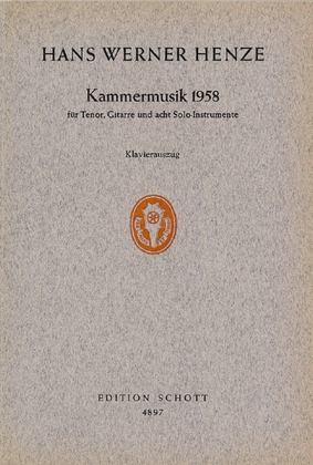 Book cover for Kammermusik 1958 Vocal Portion