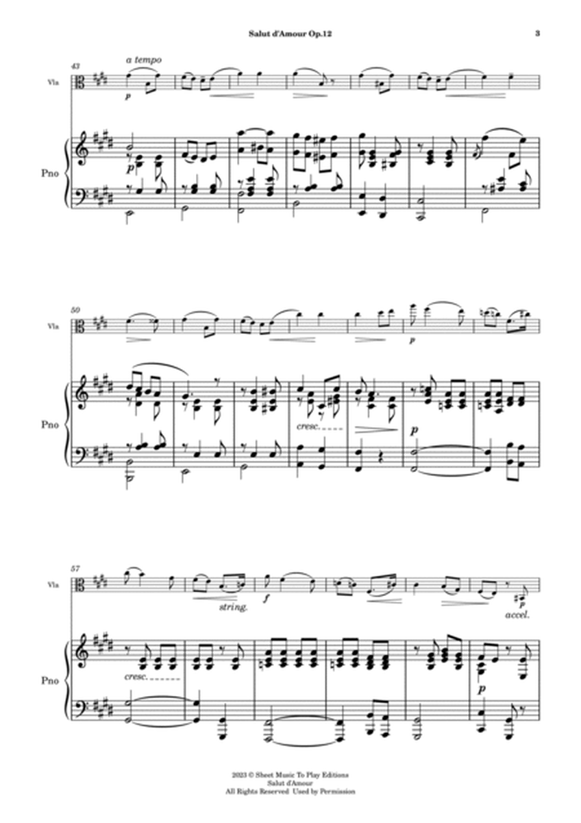 Salut d'Amour by Elgar - Viola and Piano (Full Score and Parts) image number null