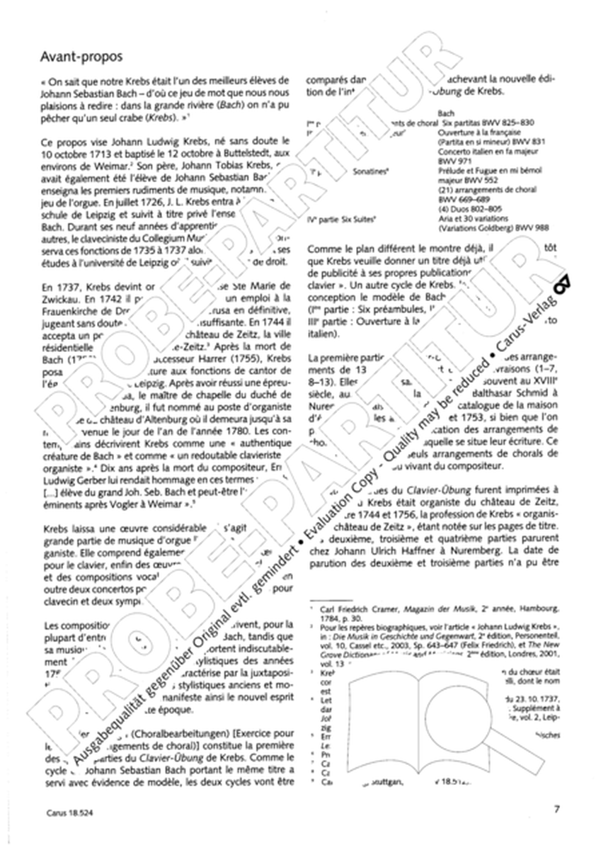 Chorale arrangements. First part of the Clavier-Ubung