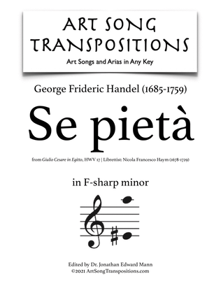 Book cover for HANDEL: Se pietà (transposed to F-sharp minor)