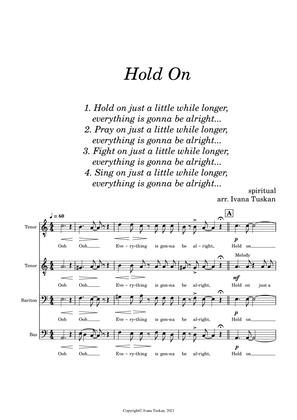 Book cover for Hold On (Just a Little While Longer) for TTBB a cappella