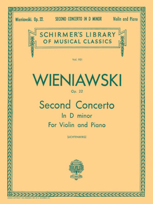 Book cover for Second Concerto in D Minor, Op. 22
