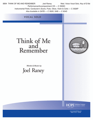 Book cover for Think of Me and Remember