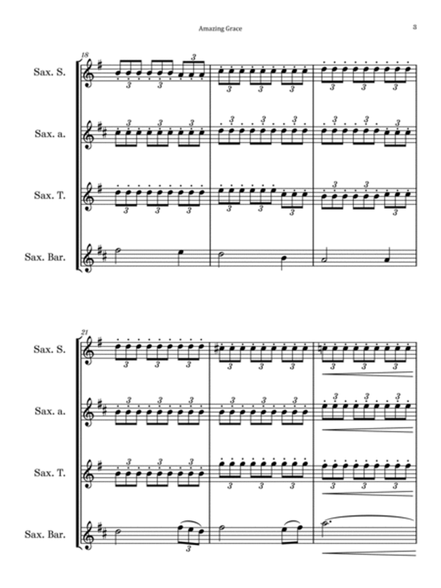 Amazing Grace - Saxophone Quartet image number null