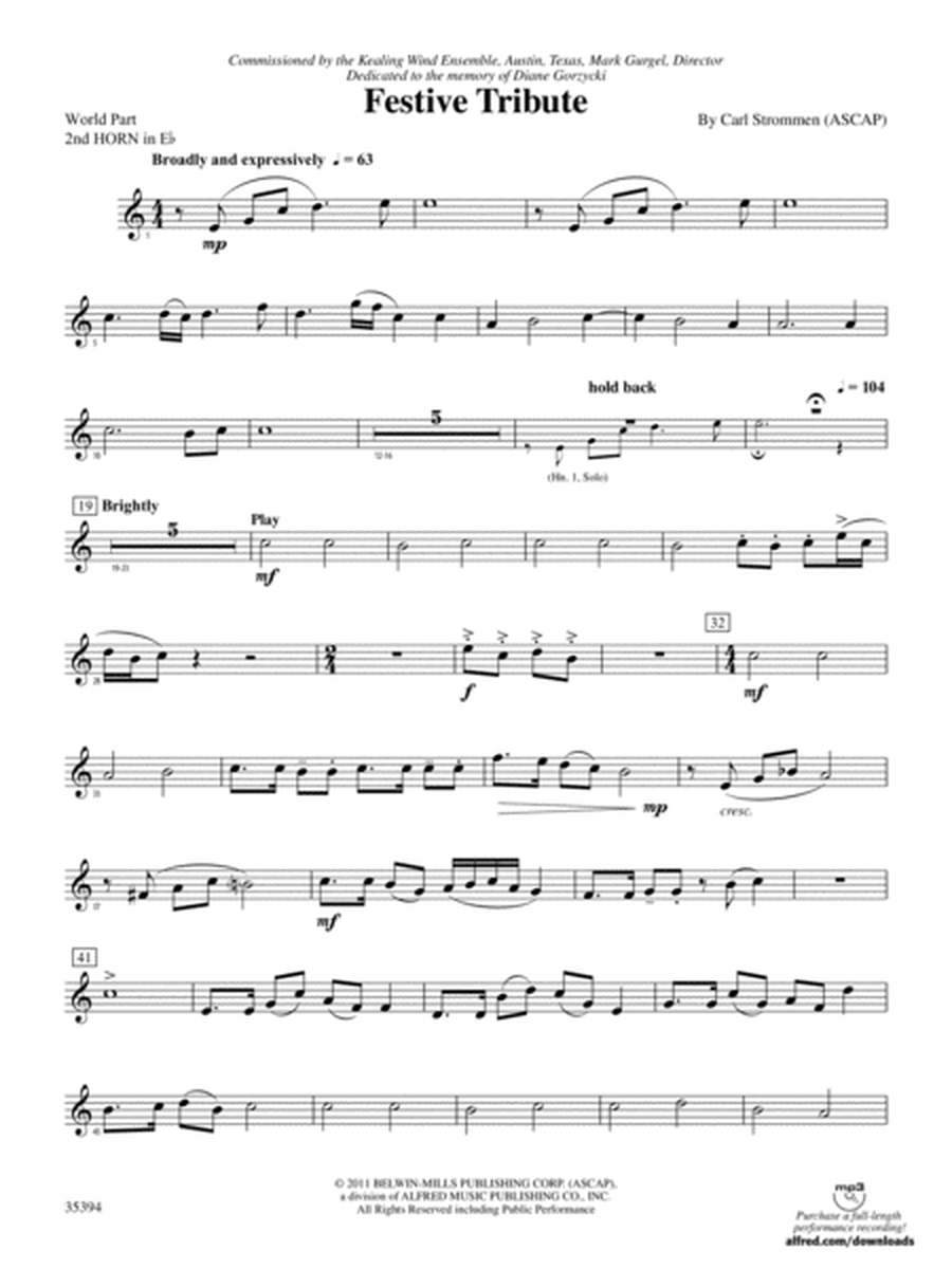 Festive Tribute: (wp) 2nd Horn in E-flat