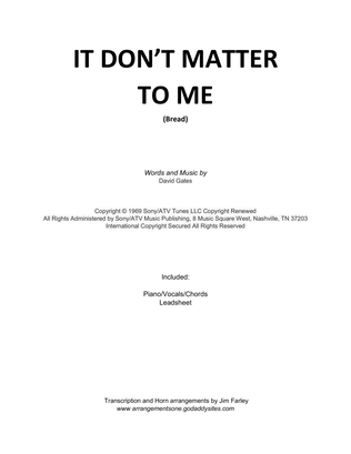 Book cover for It Don't Matter To Me