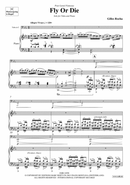 Fly Or Die by Gilles Rocha - Tuba - Sheet Music