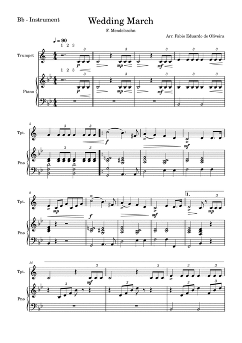 Wedding March (Mendelssohn) + FREE Mp3 Playback + Solo and Piano Parts image number null