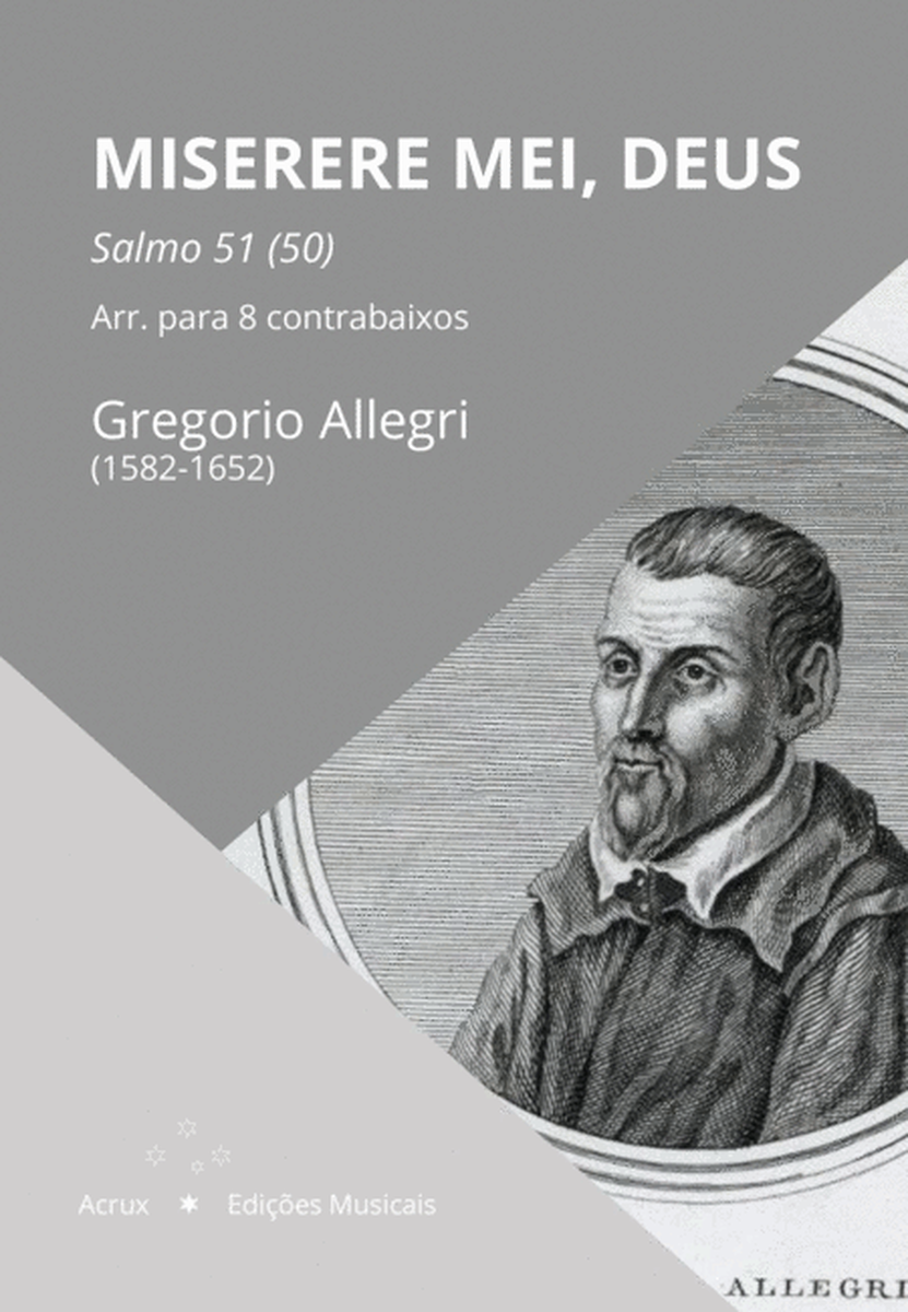 Miserere (Allegri, G.) - arr. for 8 Double Basses (sets of parts for Double Basses do in C and in D) by Gregorio Allegri Large Ensemble - Digital Sheet Music