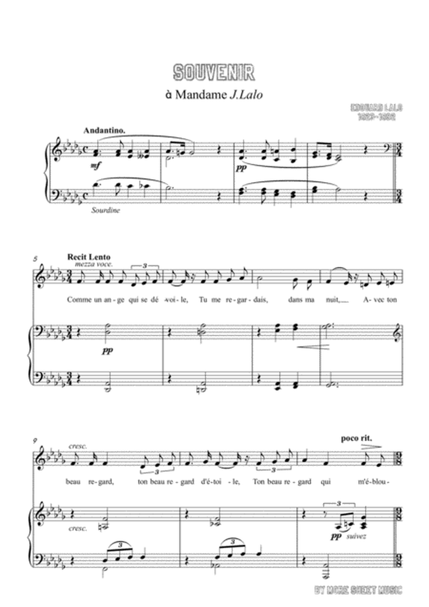 Lalo-Souvenir in D flat Major,for Voice and Piano image number null