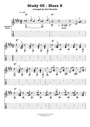 Blues E - Study 05 for Acoustic Guitar (Fingerstyle)