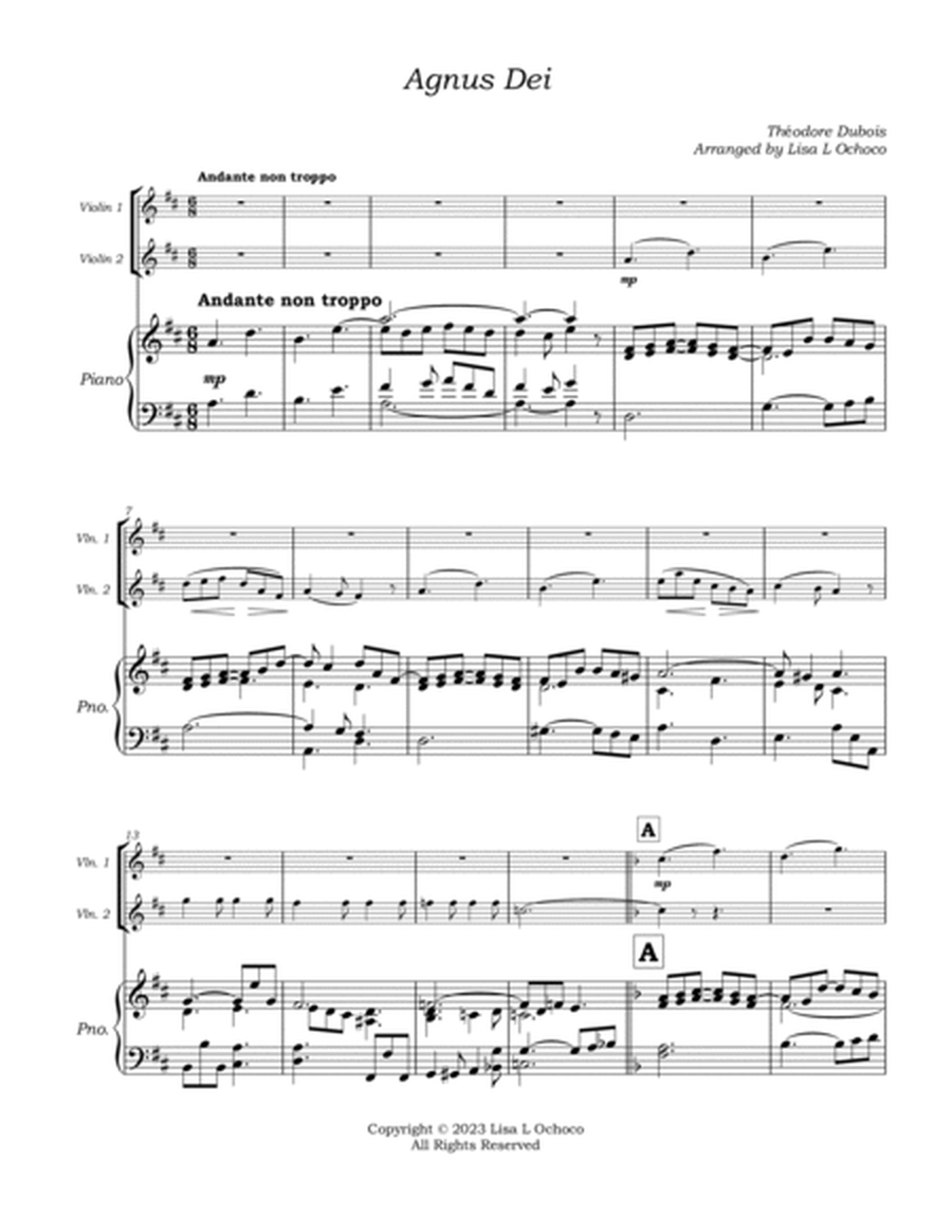 Agnus Dei for Violin Duet and Piano image number null
