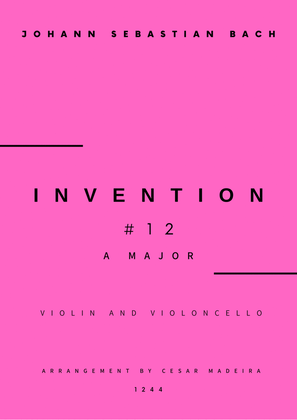 Book cover for Invention No.12 in A Major - Violin and Cello (Full Score and Parts)
