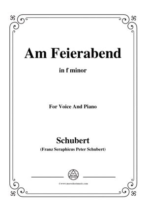 Book cover for Schubert-Am Feierabend,from 'Die Schöne Müllerin',Op.25 No.5,in f minor,for Voice&Piano