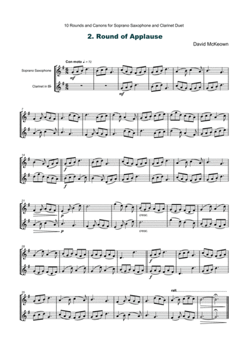 10 Rounds and Canons for Soprano Saxophone and Clarinet Duet