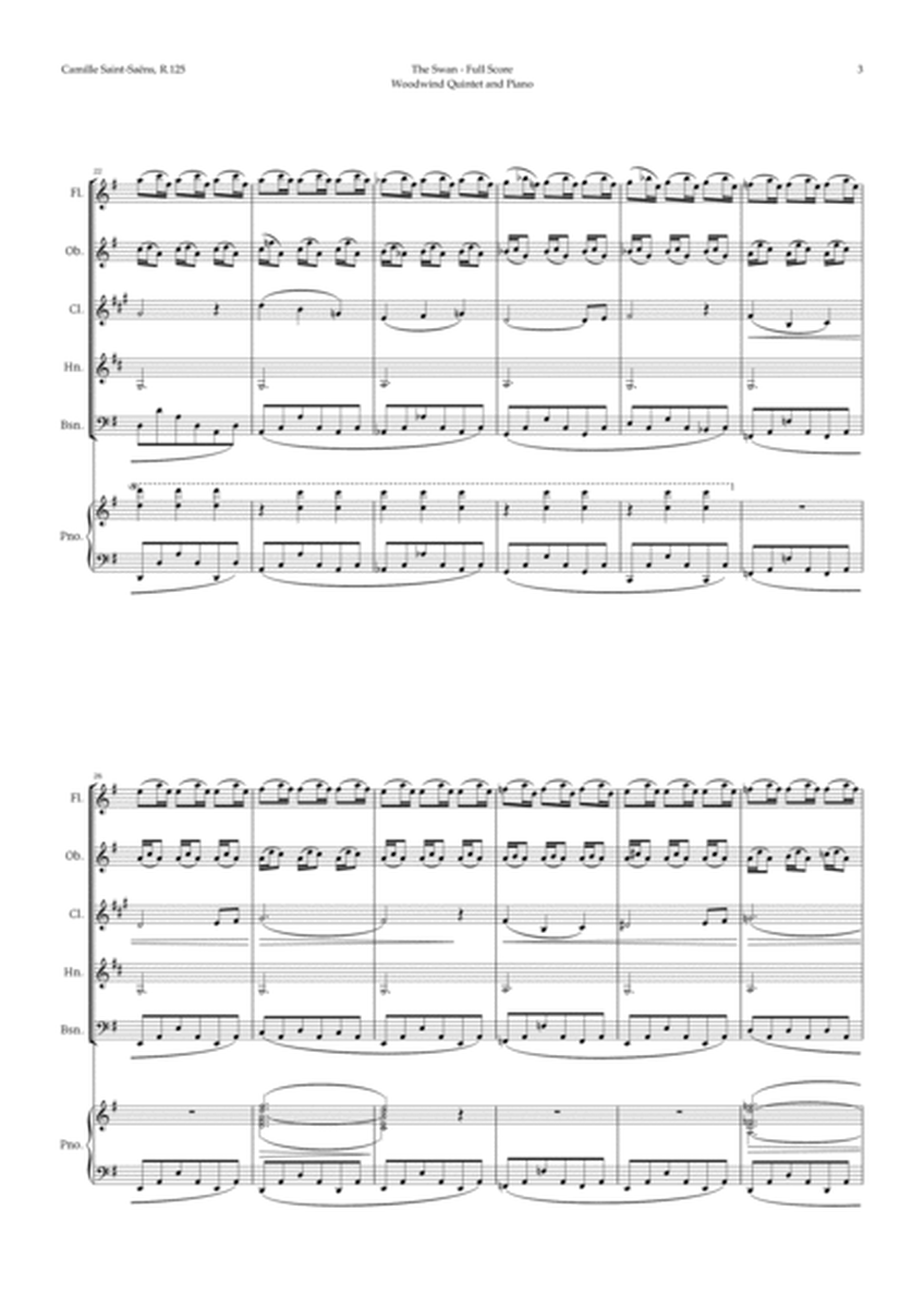 The Swan by Saint-Saëns for Woodwind Quintet and Piano image number null