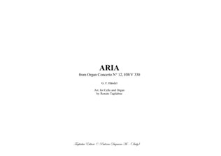 Book cover for HANDEL - ARIA - HWV 330 - Arr. for Cello and Org. With Cello Part.