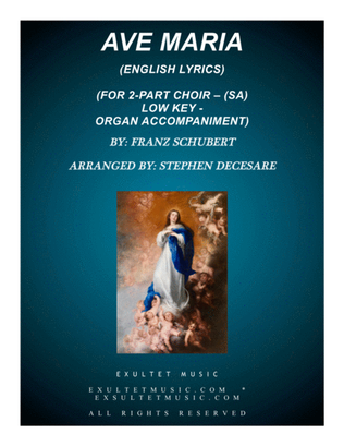 Book cover for Ave Maria (for 2-part choir (SA) - English Lyrics - Low Key) - Organ Accompaniment