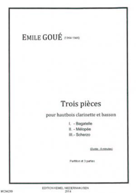 Trois pieces : pour hautbois, clarinette et basson