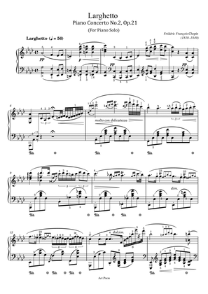 Chopin - Piano Concerto No. 2 Op.21 In F Minor II.Larghetto - Original With Fingering For Piano Solo