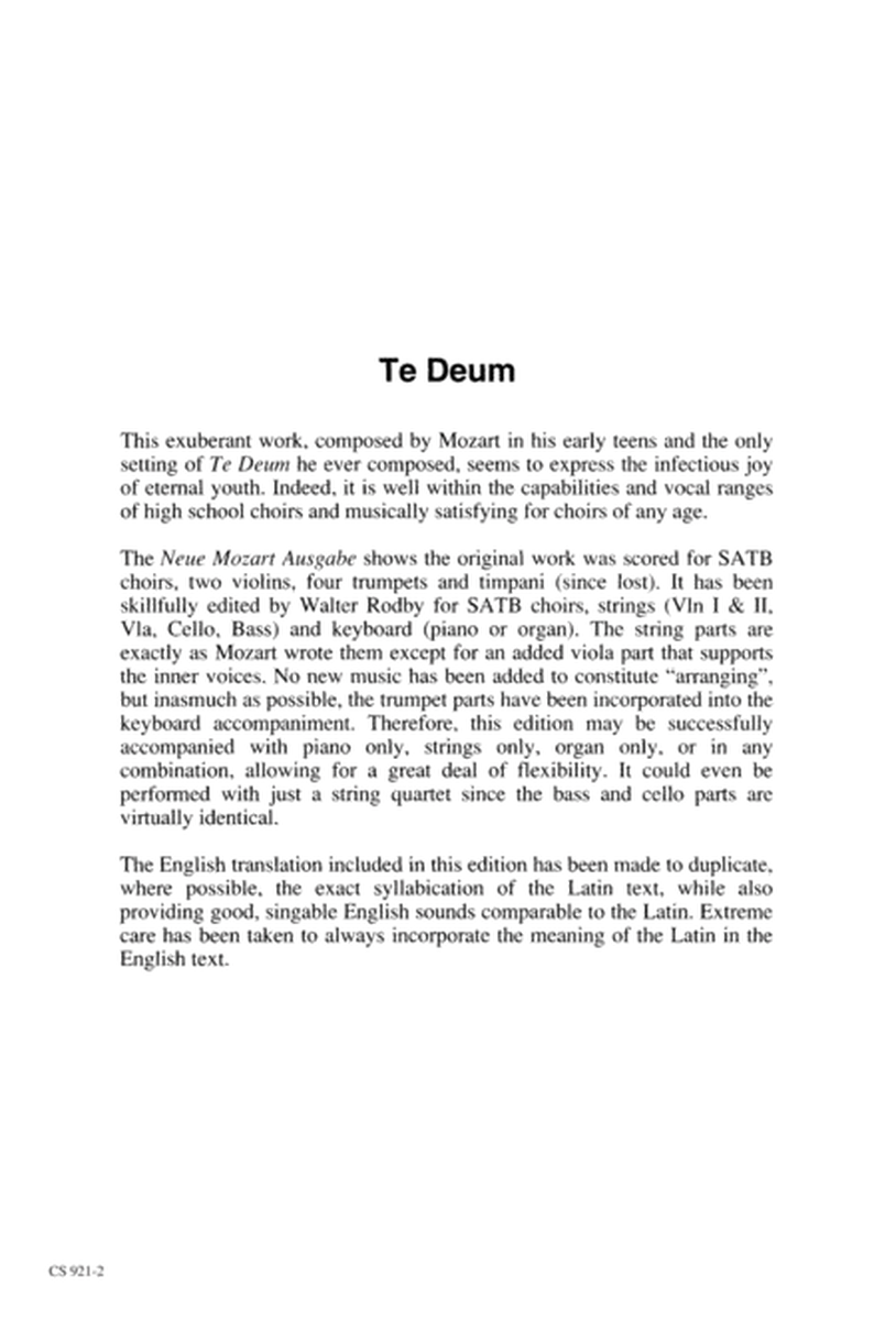 Te Deum - Choral Score