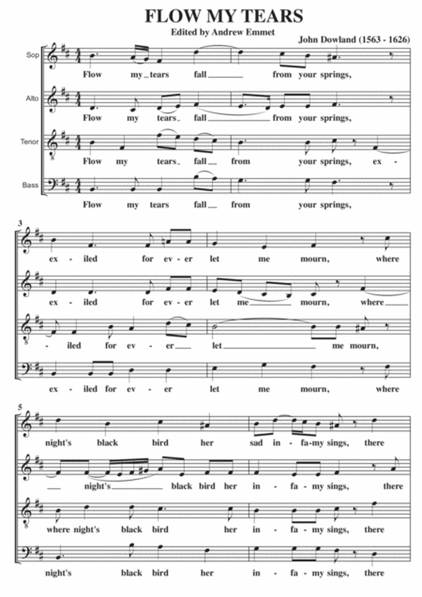 Flow My Tears A Cappella SATB image number null