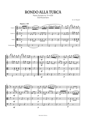 Rondo Alla Turca (Turkish March) | String Quartet Sheet Music