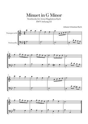 Book cover for J. S. Bach - Minuet in G Minor for Trumpet in Bb and Cello