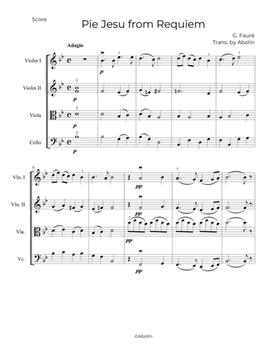 Fauré: "Pie Jesu" from "Requiem" - String Quartet image number null