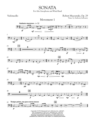 Sonata for Alto Saxophone, Op. 29 - Violincello