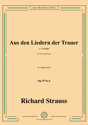 Book cover for Richard Strauss-Aus den Liedern der Trauer,in c sharp minor