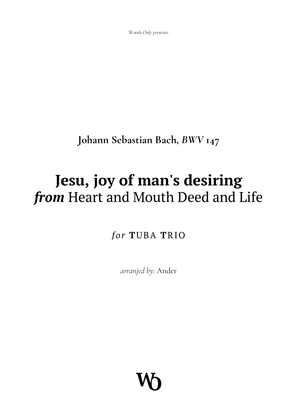 Book cover for Jesu, joy of man's desiring by Bach for Tuba Trio