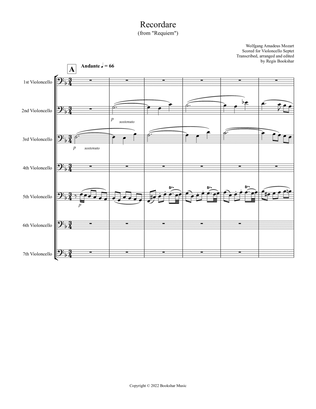 Book cover for Recordare (from "Requiem") (F) (Violoncello Septet)