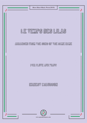 Book cover for Chausson-Le temps des lilas, for Flute and Piano