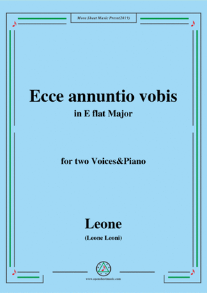 Book cover for Leoni-Ecce annuntio vobis,in E flat Major,for two Voices&Piano