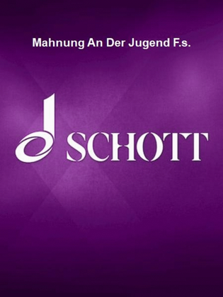 Book cover for Mahnung An Der Jugend F.s.