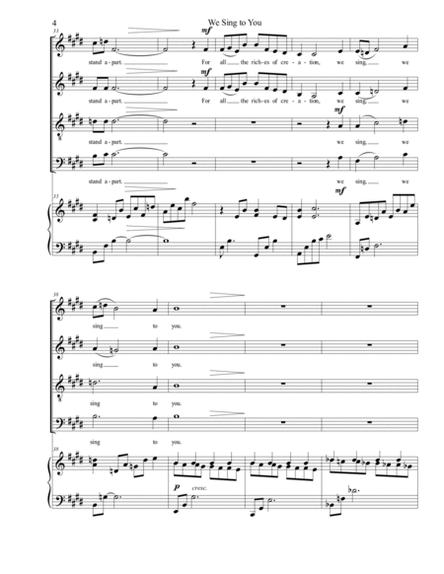 We Sing to You (SATB/piano), by Brenda Portman image number null