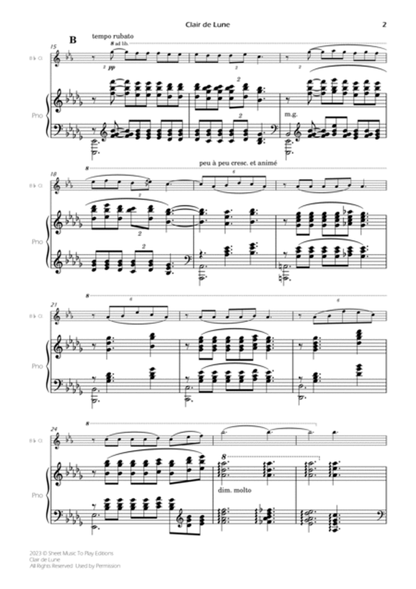 Clair de Lune by Debussy - Bb Clarinet and Piano (Full Score and Parts) image number null