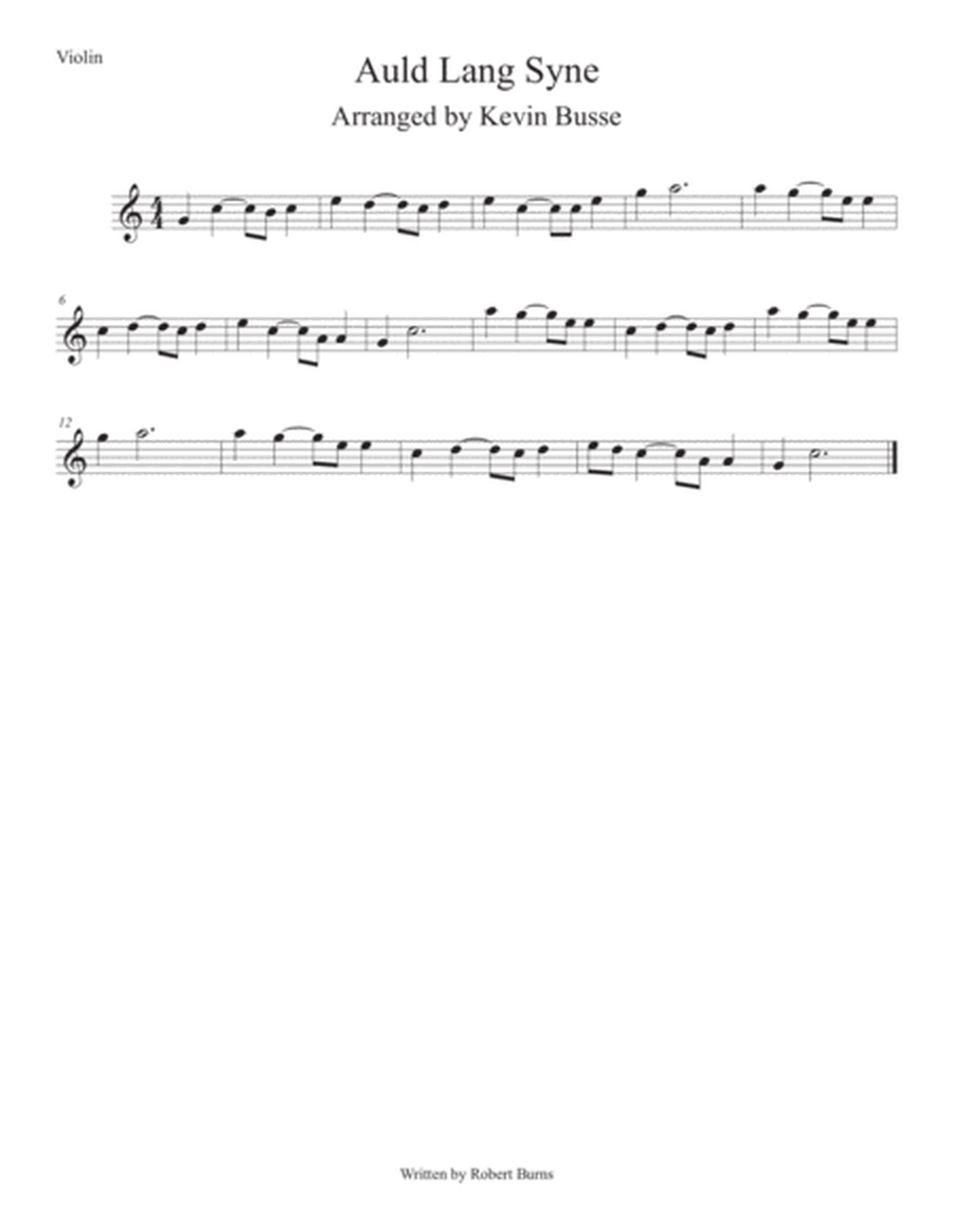Auld Lang Syne (Easy key of C) Violin image number null