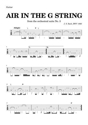 Air on the G string in D, BWV 1068 (accompanied) - GUITAR tab