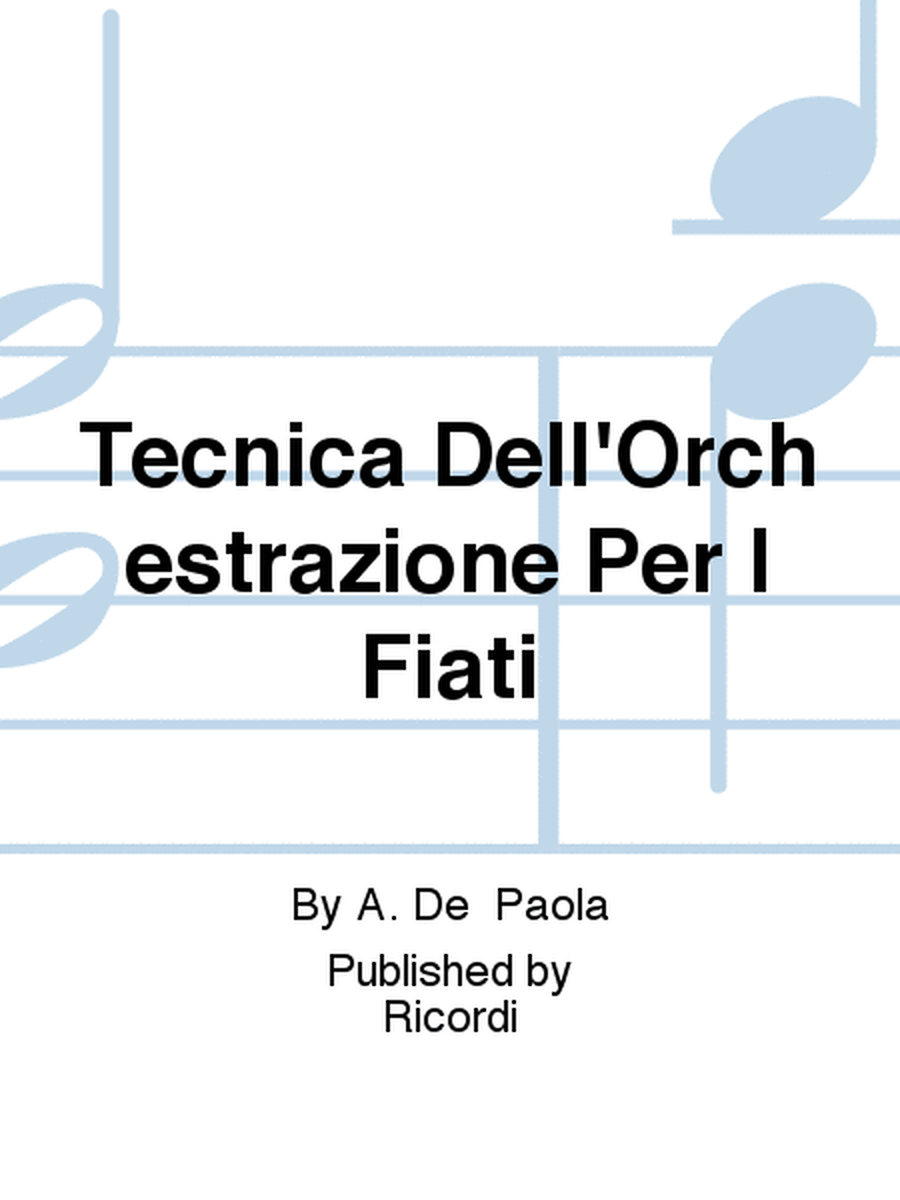 Tecnica Dell'Orchestrazione Per I Fiati