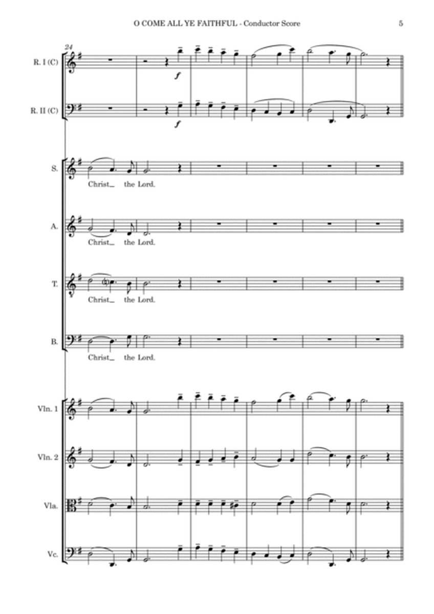 O Come All Ye Faithful – SATB, String 4tet and opt. flexible woodwind – Score and parts image number null