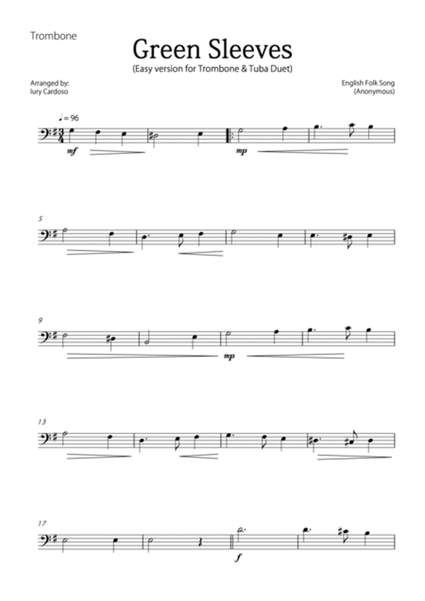 "Green Sleeves" - Beautiful easy version for TROMBONE & TUBA DUET image number null