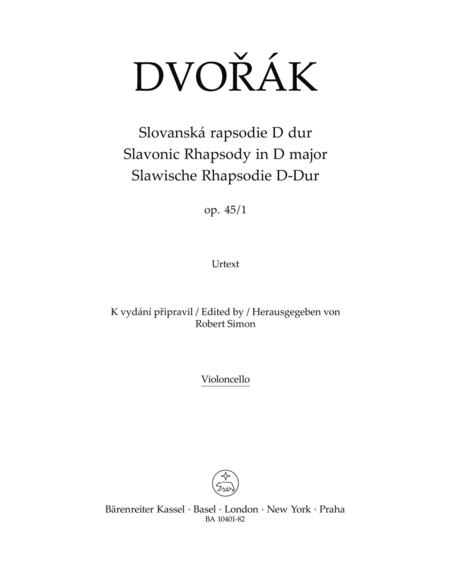Slavonic Rhapsody in D major op. 45/1 for Orchestra (cello part)