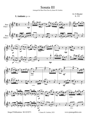 Book cover for Handel: Sonata No. 3 for Bass Flute Duo