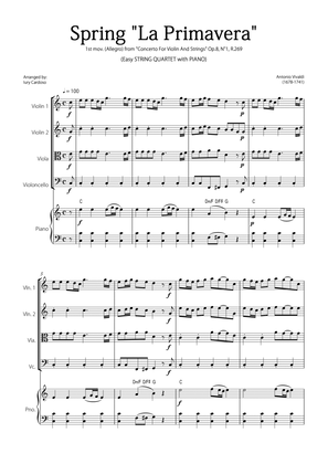 Book cover for "Spring" (La Primavera) by Vivaldi - Easy version for STRING QUARTET & PIANO