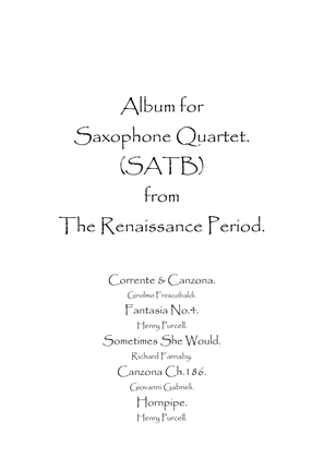 Book cover for Album for Saxophone Quartet (SATB) from The Renaissance Period.
