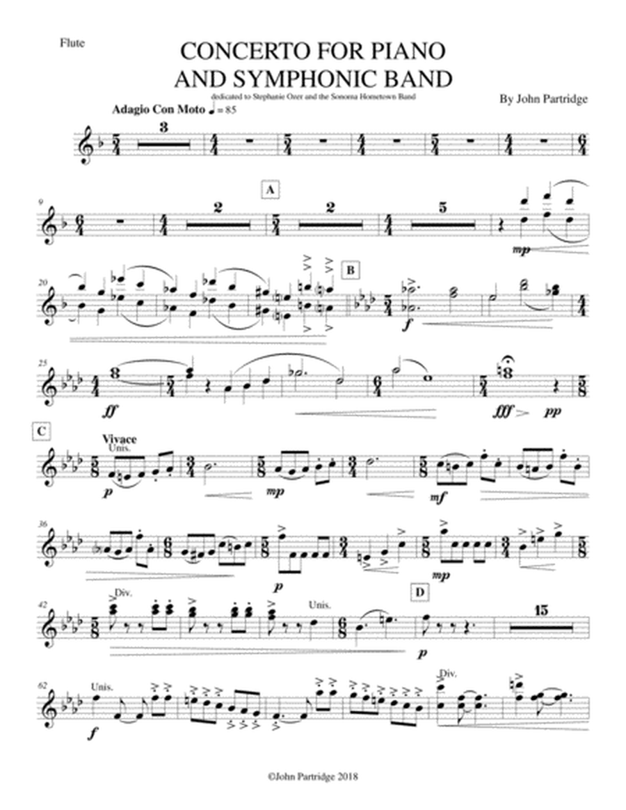 Concerto for Piano and Symphonic Band - Set of Band Parts