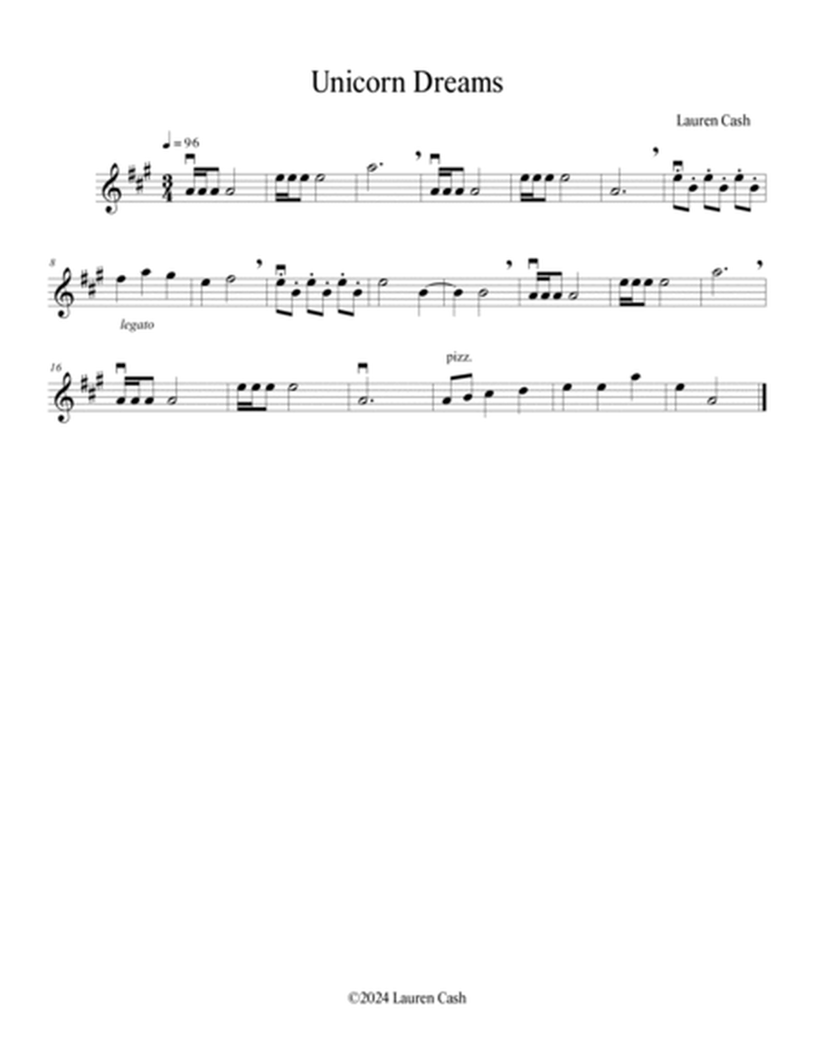 Unicorn Dreams for Violin Solo, Duet, or Ensemble image number null