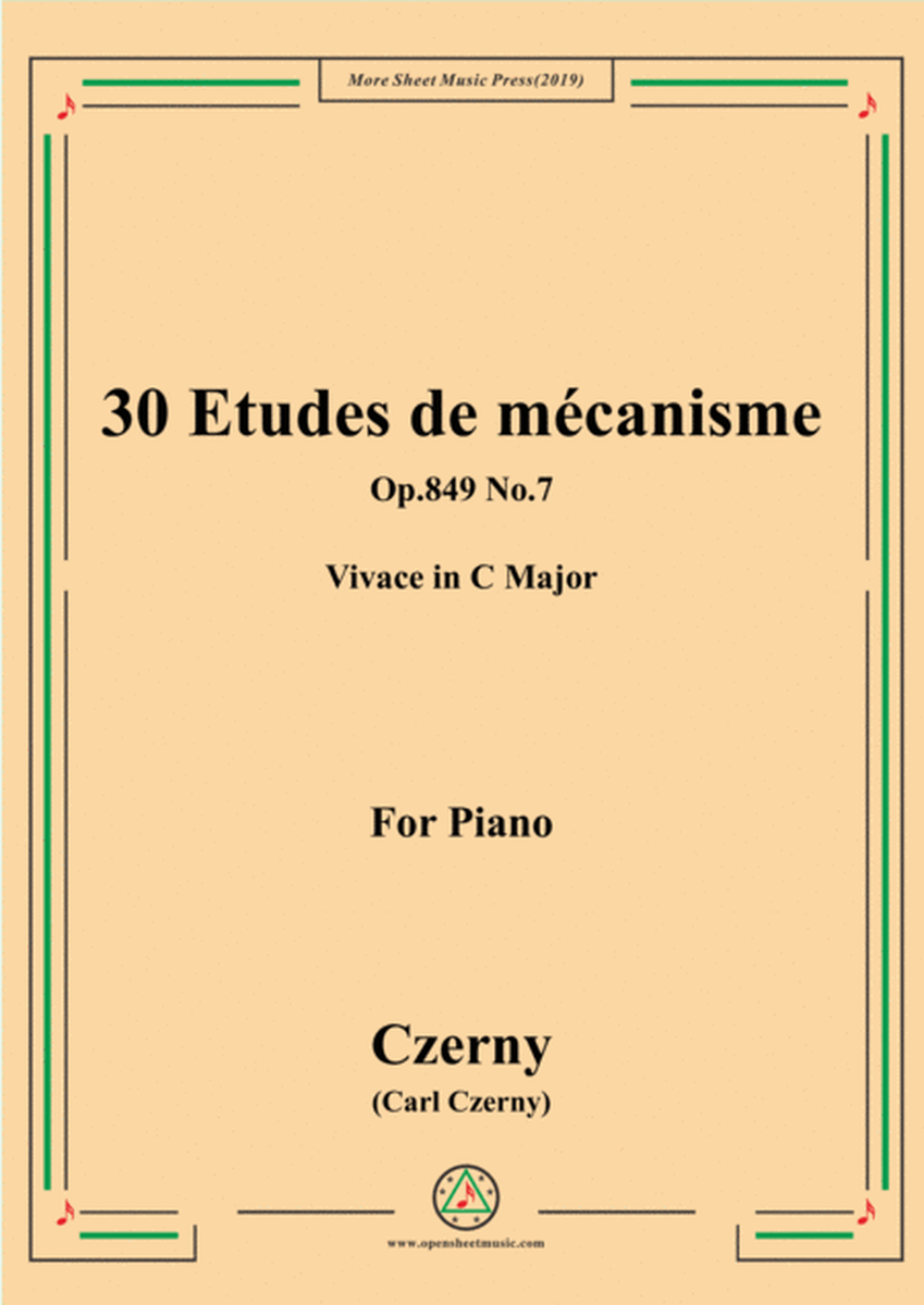 Czerny-30 Etudes de mécanisme,Op.849 No.7,Vivace in C Major,for Piano image number null